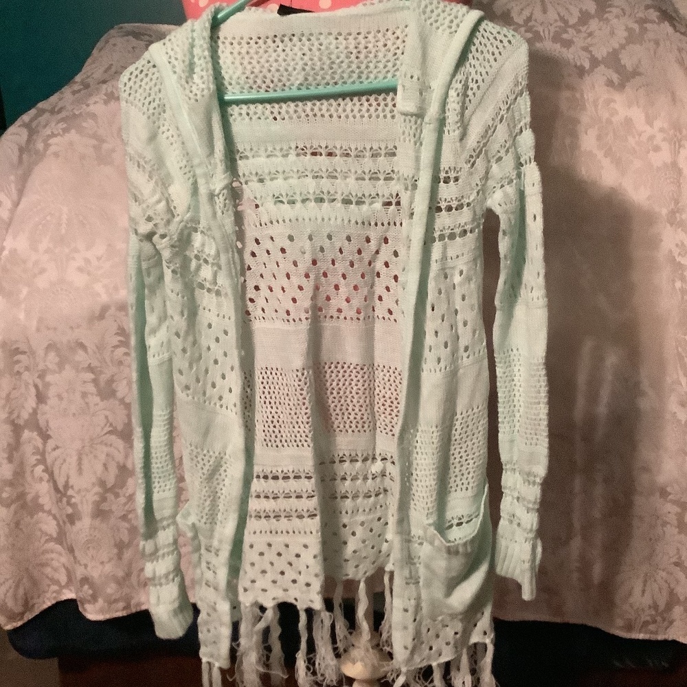 Women’s Rue21 Hooded Cardigan Light Green size S